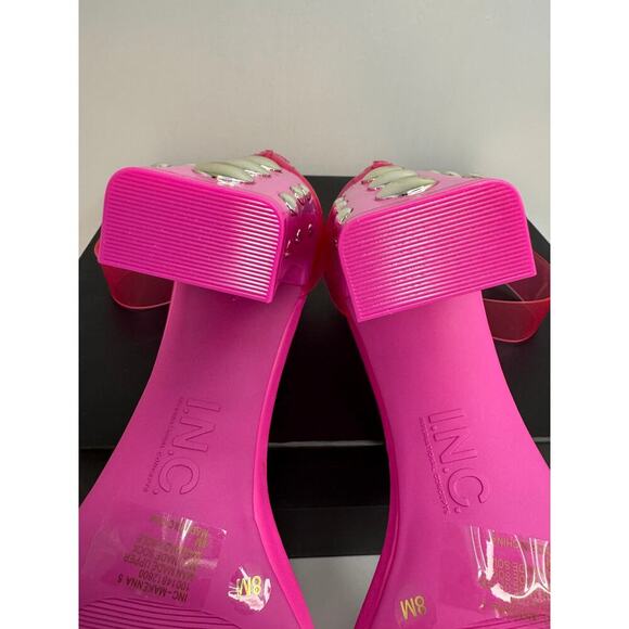INC International Concepts Makenna Studded Heel Sandals 8M Hot Pink Clear Strap - Picture 8 of 12